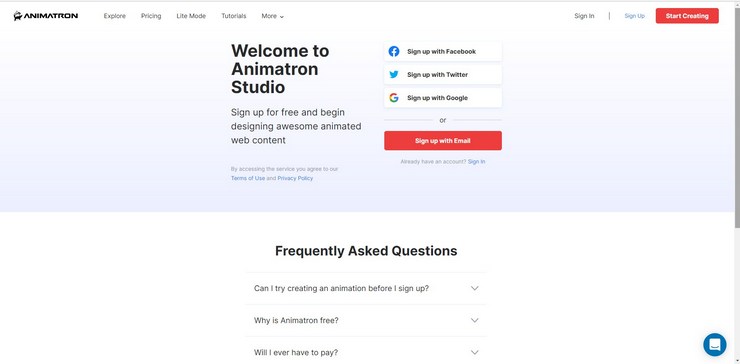 Animatron регистрация